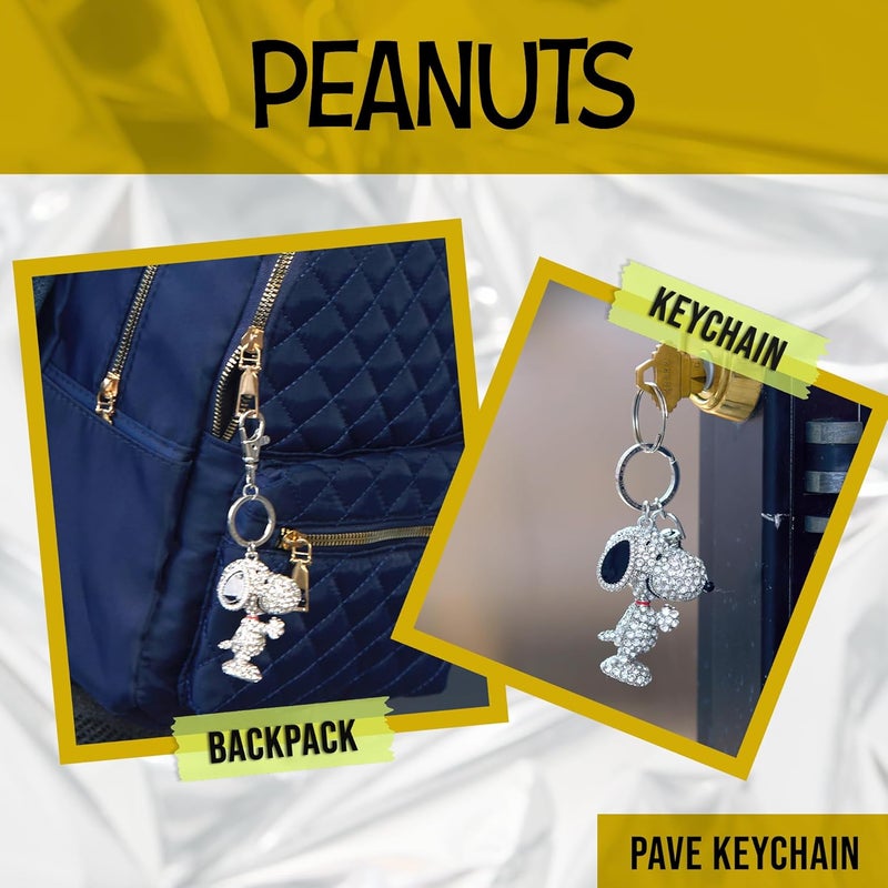 SALLY ROSE Snoopy Keychain Charms | Official License Pave Crystal Peanuts Bag Charm for Your Purse, Backpack - Image 2